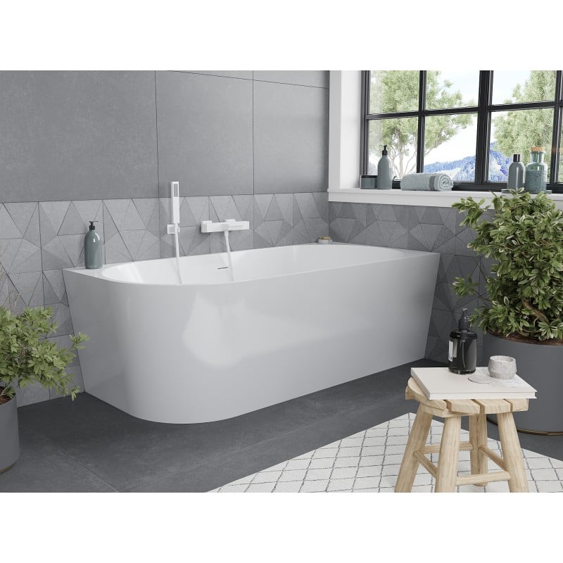 Mexen Mia freestanding corner bathtub right 170 x 80 cm, white, white overflow - 52691708000P-20