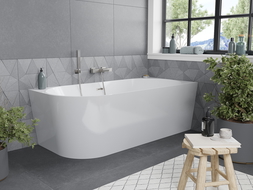 Mexen Mia freestanding right corner bathtub 170 x 80 cm, white, brushed nickel overflow - 52691708000P-97