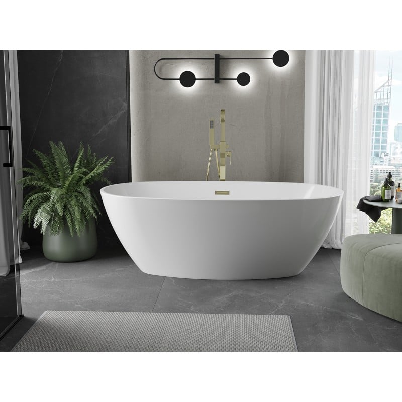 Mexen Eris freestanding bathtub 170 x 80 cm, white, overflow gold - 53441708000-50
