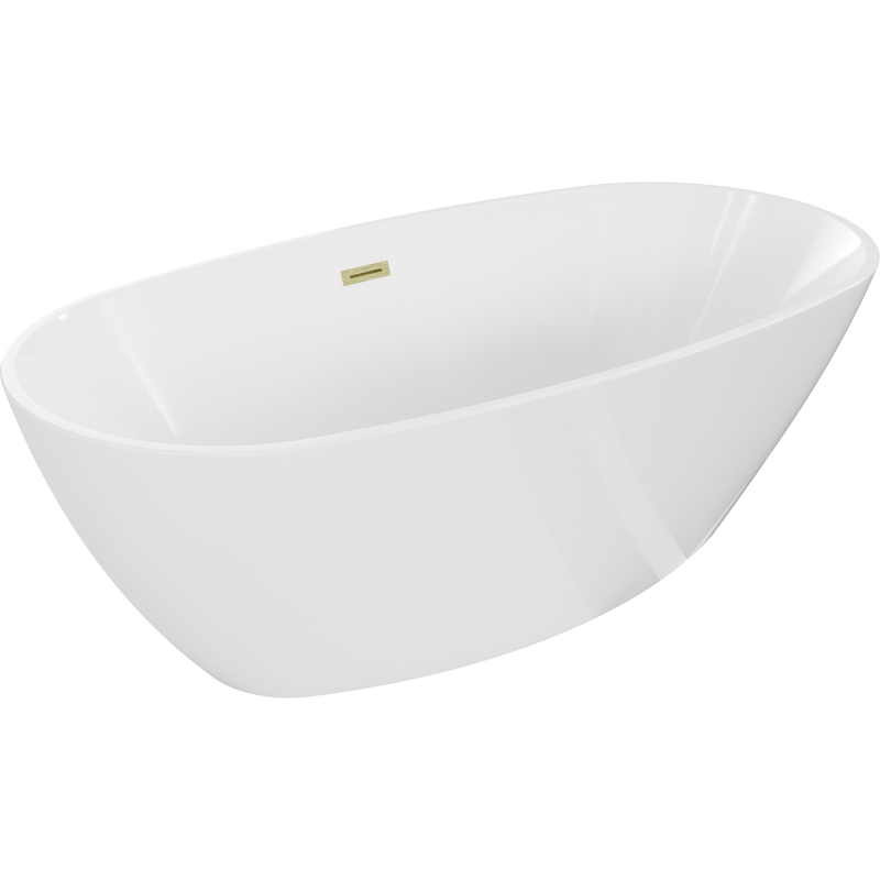 Mexen Eris Freestanding Bath 170 x 80 cm, White, Brushed Gold Overflow - 53441708000-55