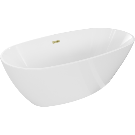 Mexen Eris Freestanding Bath 170 x 80 cm, White, Brushed Gold Overflow - 53441708000-55