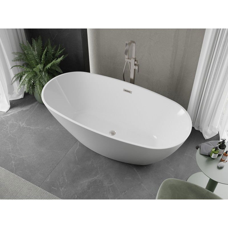 Mexen Eris freestanding bathtub 170 x 80 cm, white, brushed nickel overflow - 53441708000-97