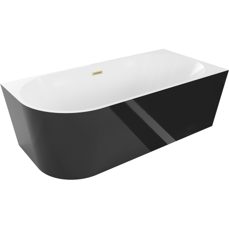 Mexen Mia freestanding corner right bathtub 170 x 80 cm, white/black, brushed gold overflow - 52691708075P-55