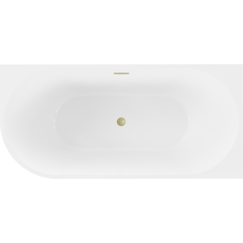 Mexen Mia freestanding corner right bathtub 170 x 80 cm, white/black, brushed gold overflow - 52691708075P-55