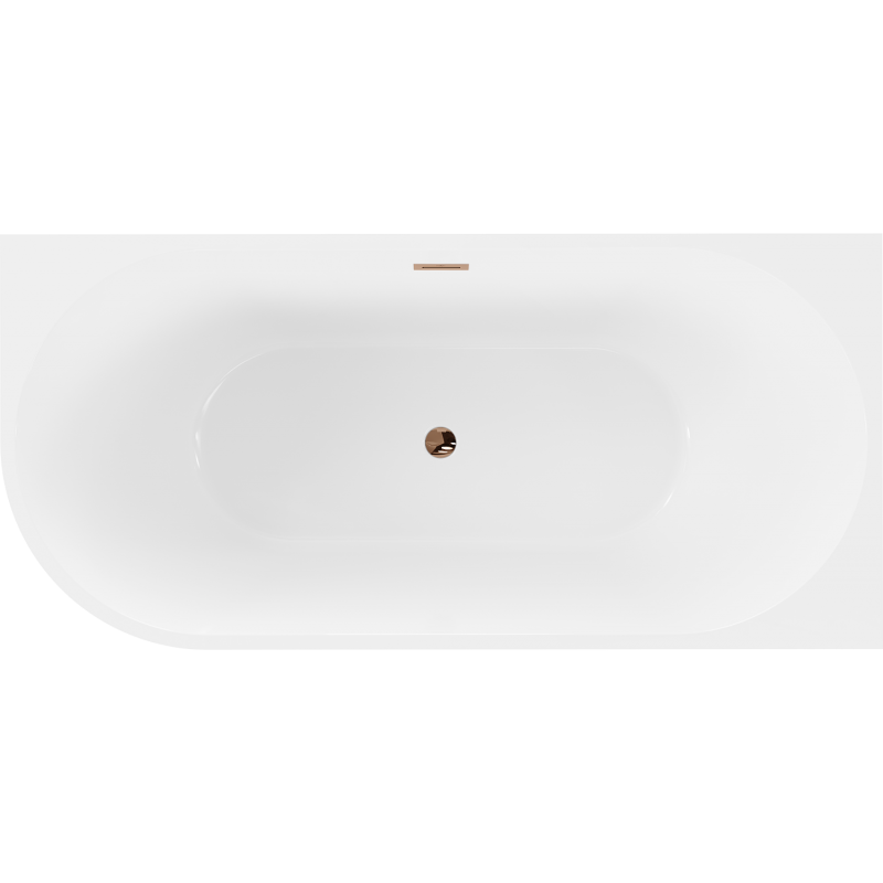 Mexen Mia freestanding corner right bathtub 170 x 80 cm, white/black, overflow rose gold - 52691708075P-60