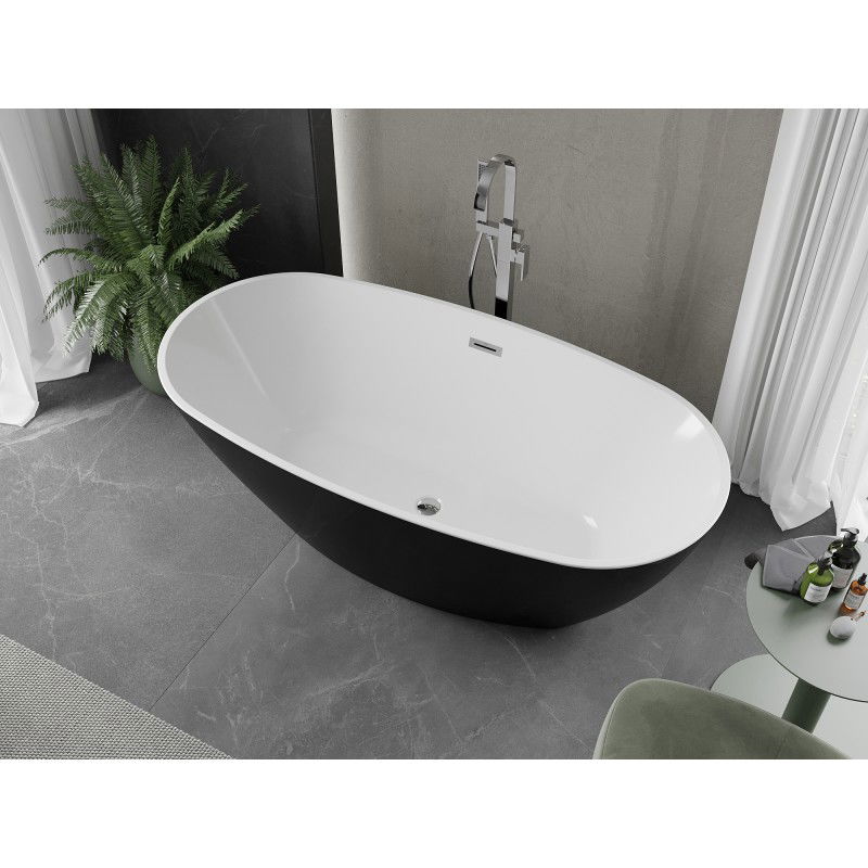 Mexen Eris freestanding bath 170 x 80 cm, white/black, chrome overflow - 53441708075-01