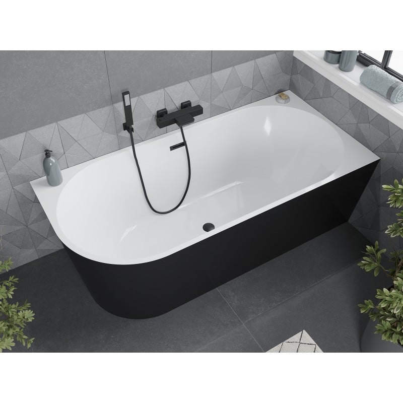 Mexen Mia freestanding corner bath right 170 x 80 cm, white/black, black overflow - 52691708075P-70