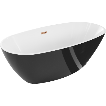 Mexen Eris free-standing bathtub 170 x 80 cm, white/black, brushed copper overflow - 53441708075-65