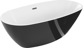 Mexen Eris freestanding bathtub 170 x 80 cm, white/black, brushed gun gray overflow - 53441708075-66