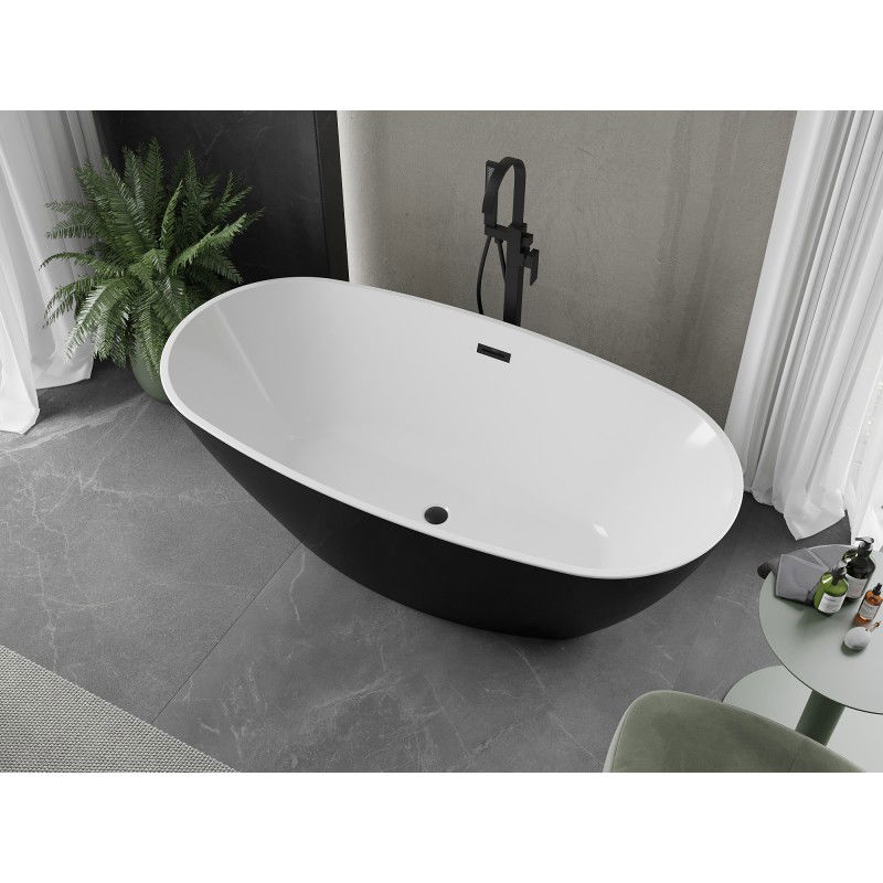 Mexen Eris freestanding bath 170 x 80 cm, white/black, black overflow - 53441708075-70