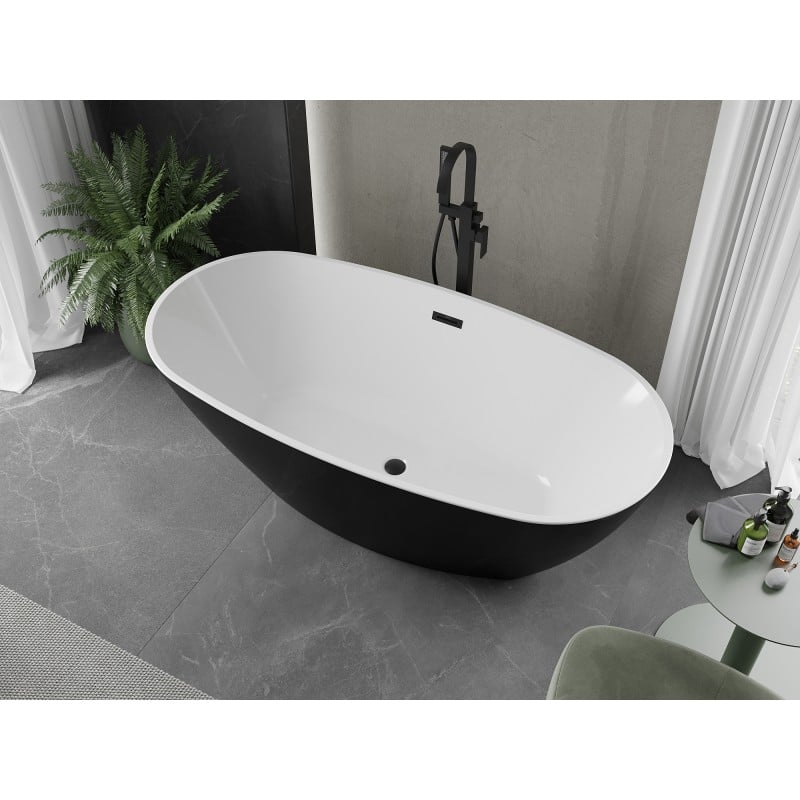 Mexen Eris freestanding tub 170 x 80 cm, white/black, black overflow - 53441708075-70