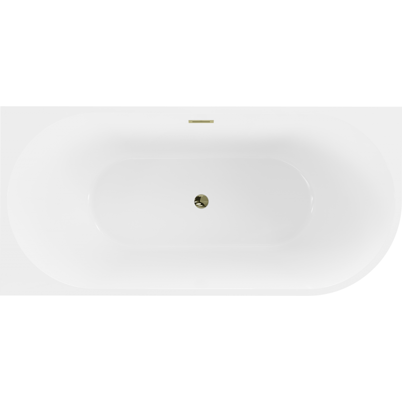 Mexen Mia freestanding corner left bath 180 x 80 cm, white, gold overflow - 52691808000L-50