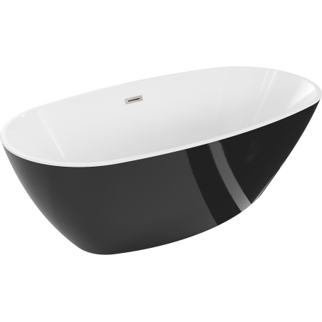 Mexen Eris freestanding bathtub 170 x 80 cm, white/black, brushed nickel overflow - 53441708075-97