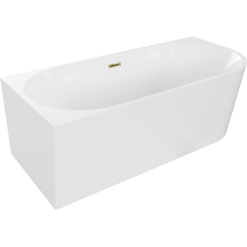 Mexen Mia freestanding corner bathtub left 180 x 80 cm, white, with gold overflow - 52691808000L-50