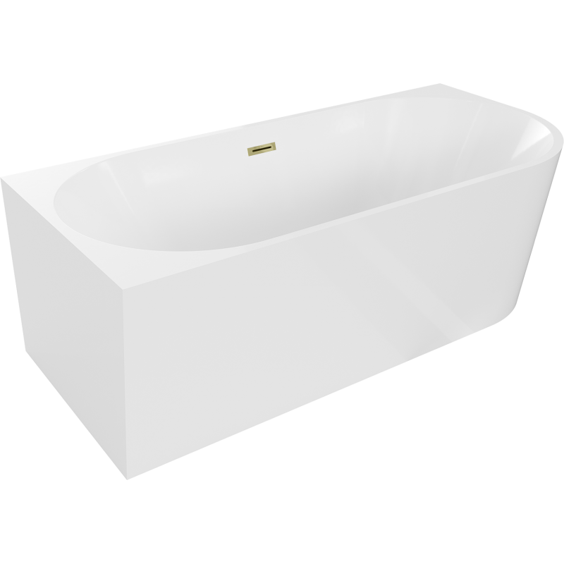Mexen Mia freestanding corner left bath 180 x 80 cm, white, gold overflow - 52691808000L-50