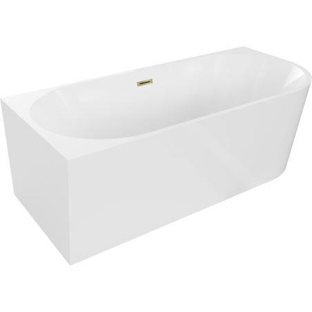 Mexen Mia freestanding corner bathtub left 180 x 80 cm, white, with gold overflow - 52691808000L-50