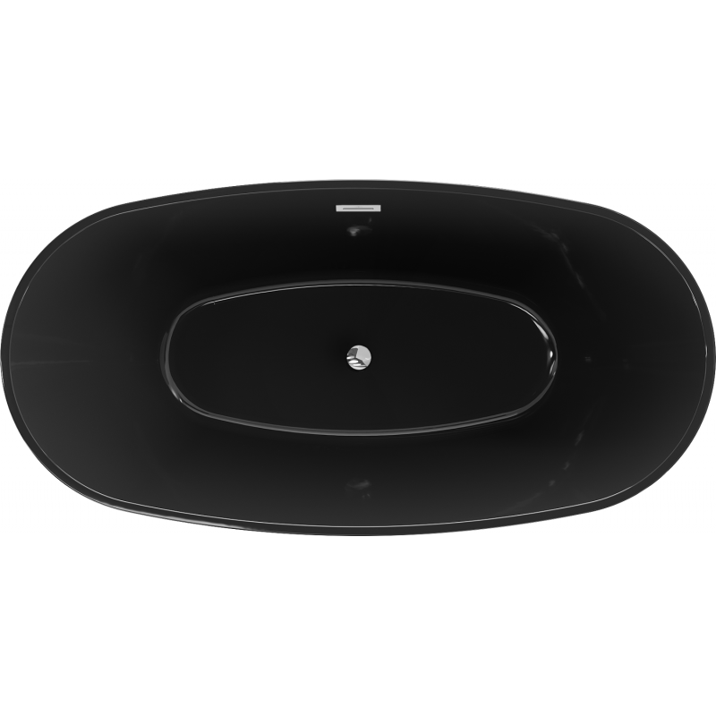Mexen Eris free-standing bath 170 x 80 cm, black, chrome overflow - 53441708070-01