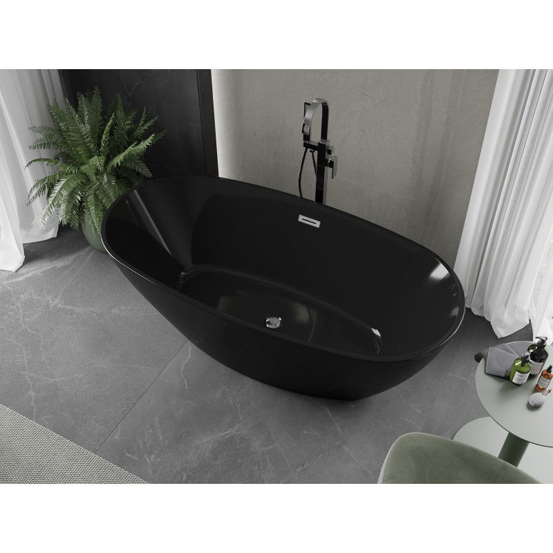 Mexen Eris free-standing bath 170 x 80 cm, black, chrome overflow - 53441708070-01
