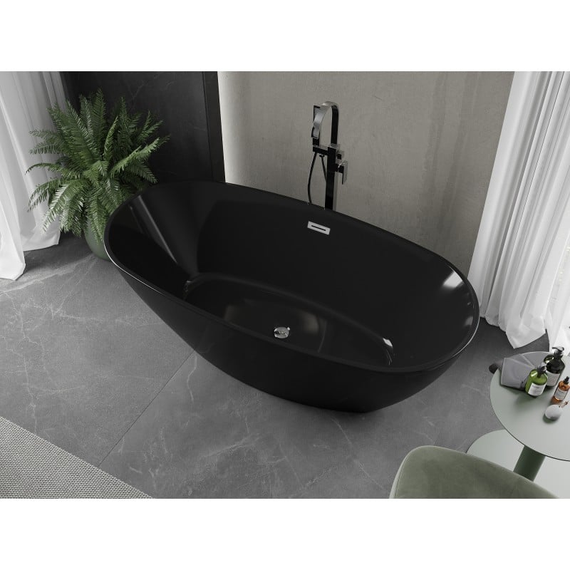 Mexen Eris freestanding bathtub 170 x 80 cm, black, chrome overflow - 53441708070-01