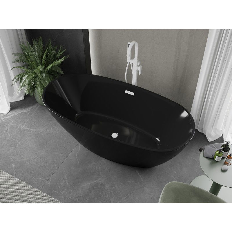 Mexen Eris freestanding bath 170 x 80 cm, black, white overflow - 53441708070-20