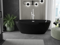 Mexen Eris freestanding bath 170 x 80 cm, black, white overflow - 53441708070-20