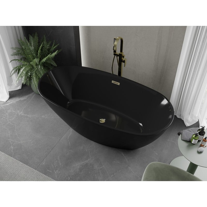 Mexen Eris freestanding bathtub 170 x 80 cm, black, gold overflow - 53441708070-50