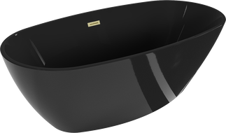 Mexen Eris freestanding bathtub 67 x 31 inches, black, overflow brushed gold - 53441708070-55