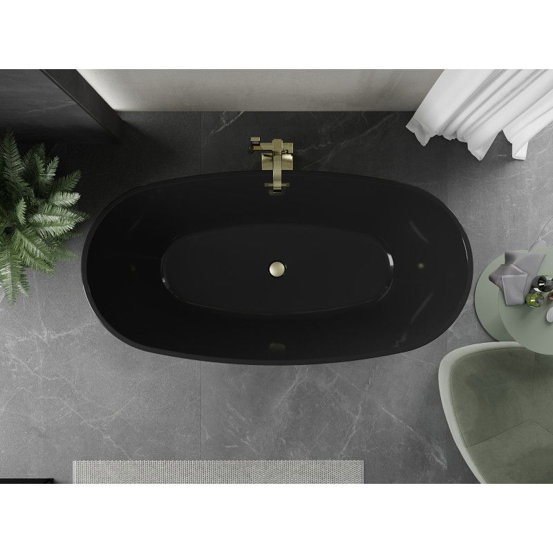 Mexen Eris freestanding bath 170 x 80 cm, black, brushed gold overflow - 53441708070-55