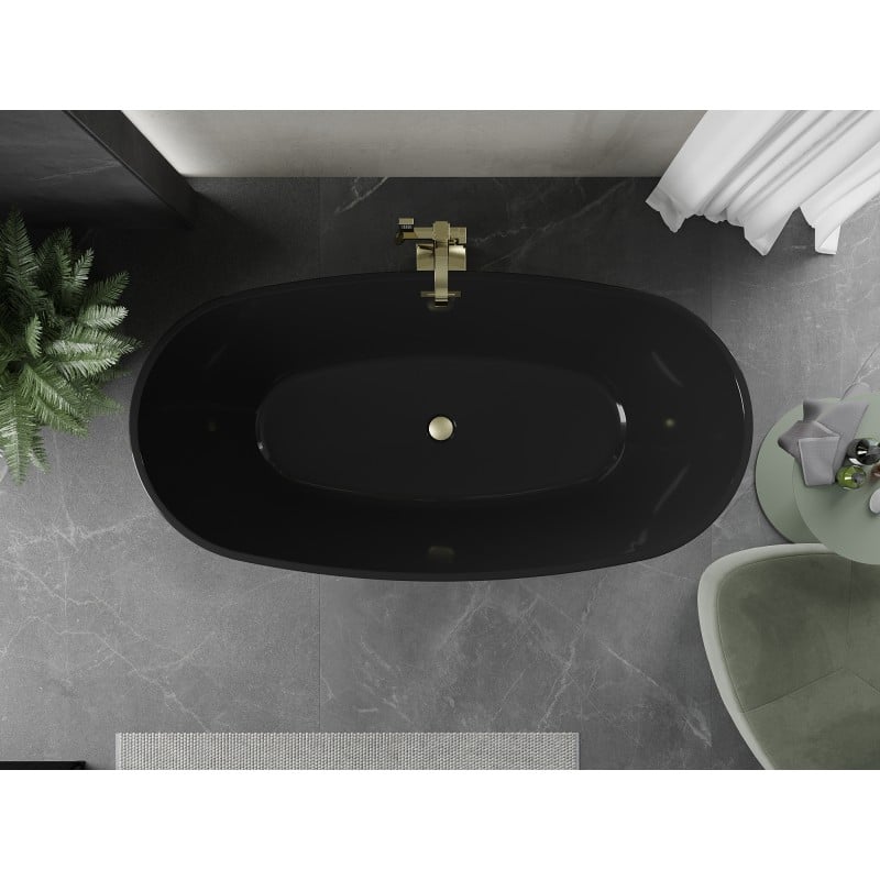 Mexen Eris freestanding bathtub 170 x 80 cm, black, brushed gold overflow - 53441708070-55