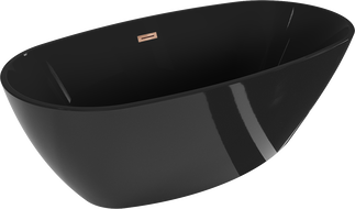Mexen Eris freestanding bathtub 67 x 31 inches, black, with rose gold overflow - 53441708070-60