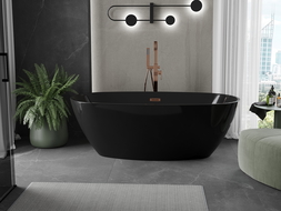 Mexen Eris freestanding bathtub 67 x 31 inches, black, with rose gold overflow - 53441708070-60