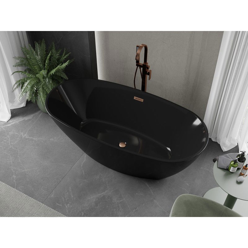 Mexen Eris freestanding bath 170 x 80 cm, black, brushed copper overflow - 53441708070-65