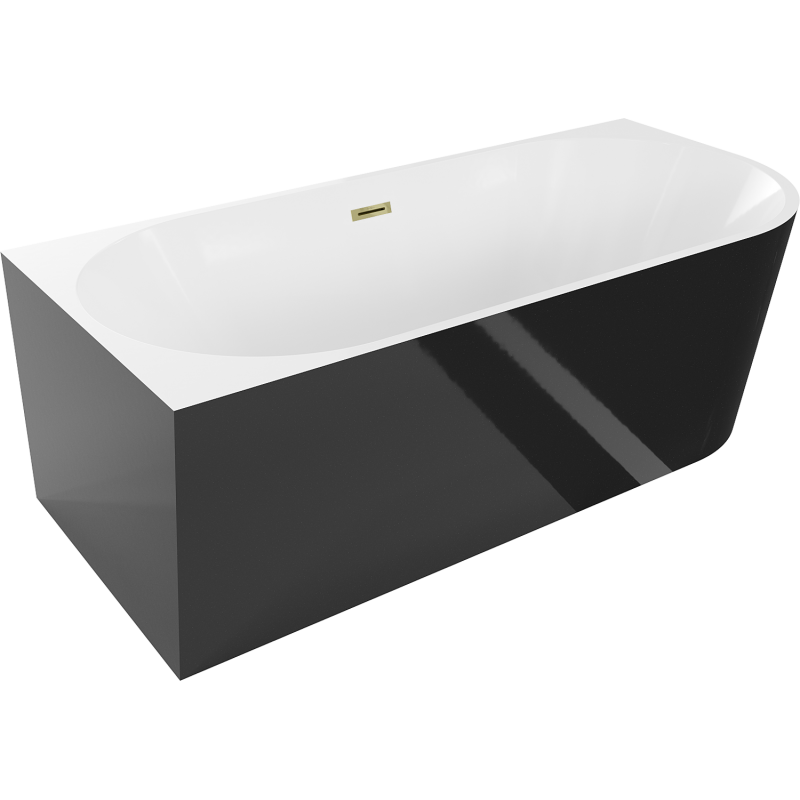 Mexen Mia free-standing corner bathtub left 180 x 80 cm, white/black, gold overflow - 52691808075L-50