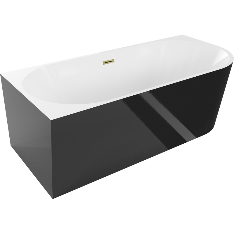 Mexen Mia freestanding corner bathtub left 180 x 80 cm, white/black, gold overflow - 52691808075L-50