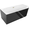 Mexen Mia free-standing corner bathtub left 180 x 80 cm, white/black, gold overflow - 52691808075L-50