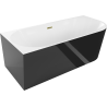 Mexen Mia freestanding corner bathtub left 180 x 80 cm, white/black, gold overflow - 52691808075L-50