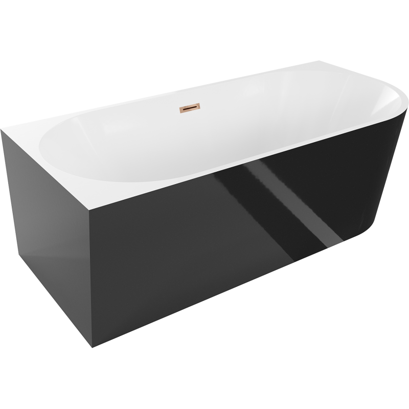 Mexen Mia freestanding corner bathtub left 180 x 80 cm, white/black, rose gold overflow - 52691808075L-60