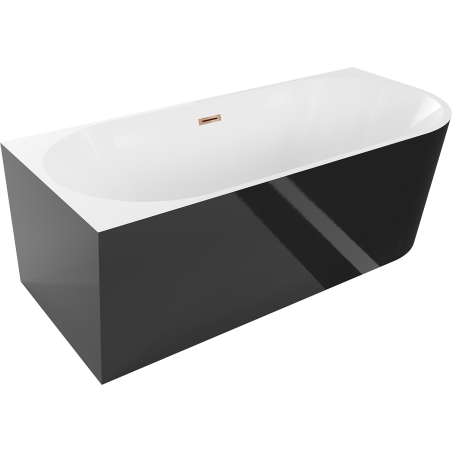 Mexen Mia freestanding corner bathtub left 180 x 80 cm, white/black, rose gold overflow - 52691808075L-60