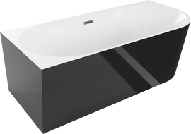 Mexen Mia free-standing left corner bath 180 x 80 cm, white/black, brushed gun gray overflow - 52691808075L-66