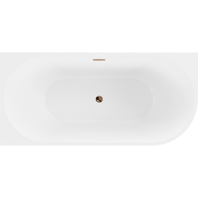 Mexen Mia freestanding corner bathtub left 180 x 80 cm, white/black, rose gold overflow - 52691808075L-60