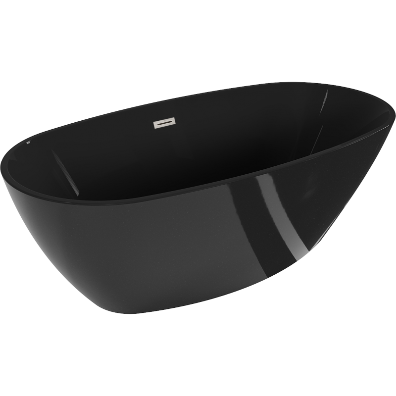 Mexen Eris freestanding bathtub 170 x 80 cm, black, brushed nickel overflow - 53441708070-97