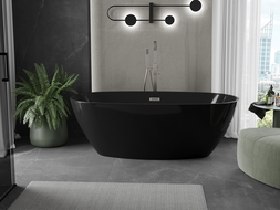 Mexen Eris freestanding bathtub 67 x 31 inches, black, brushed nickel overflow - 53441708070-97