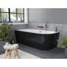 Mexen Mia freestanding corner bathtub left 180 x 80 cm, white/black, rose gold overflow - 52691808075L-60