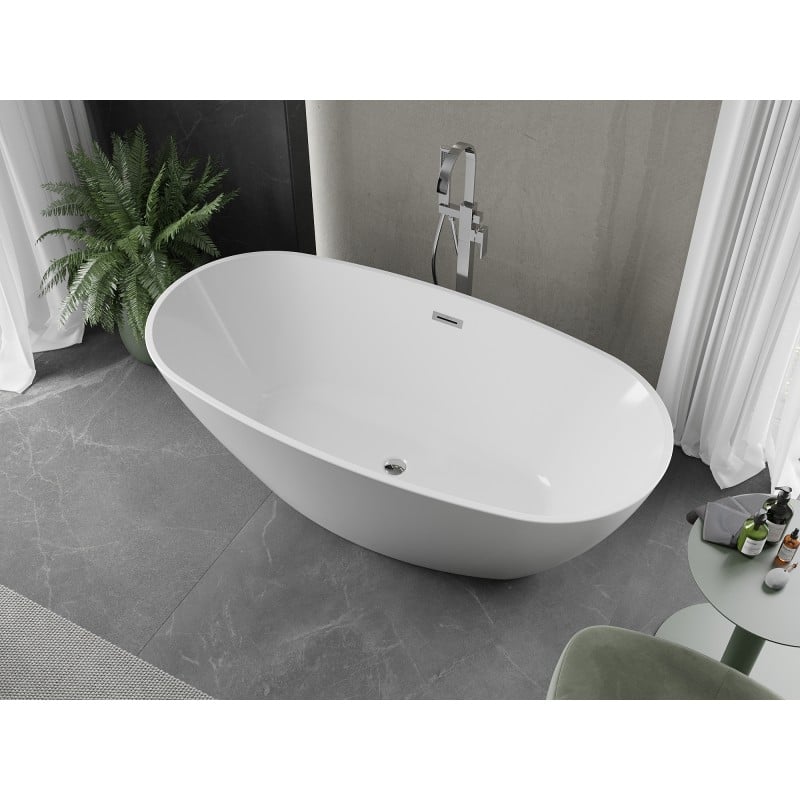 Mexen Eris freestanding bathtub 180 x 80 cm, white, chrome overflow - 53441808000-01