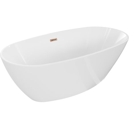 Mexen Eris 180 x 80 cm Freestanding Bathtub, White, Rose Gold Overflow - 53441808000-60