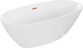 Mexen Eris free-standing bathtub 180 x 80 cm, white, brushed copper overflow - 53441808000-65