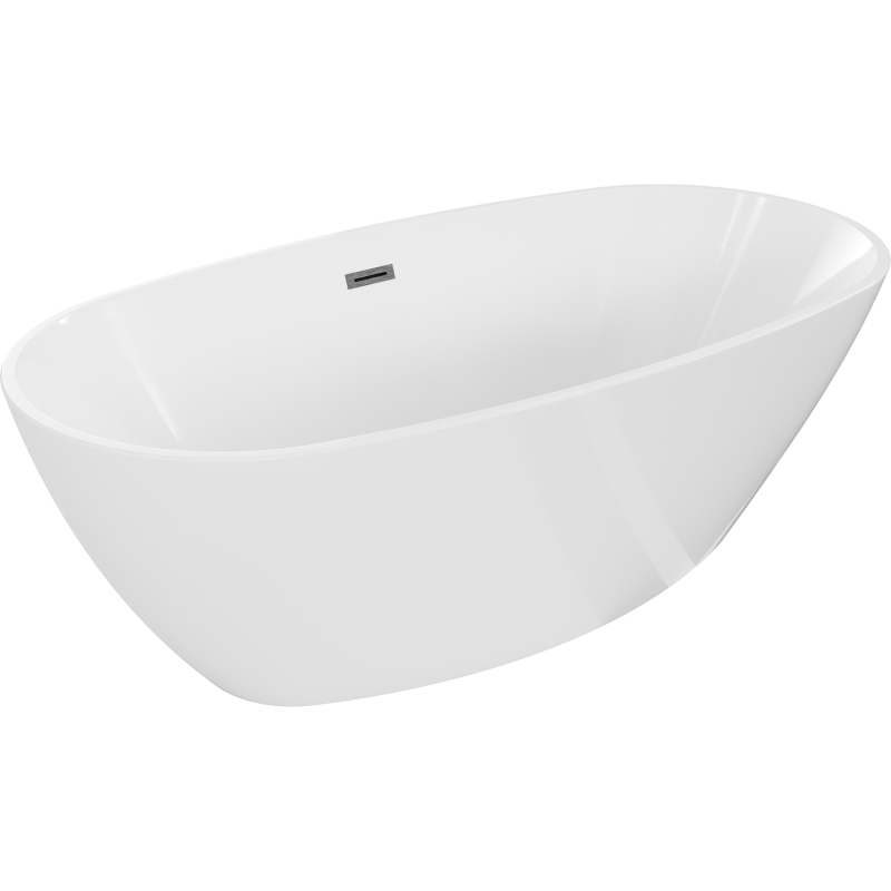 Mexen Eris freestanding bathtub 180 x 80 cm, white, brushed gun gray overflow - 53441808000-66