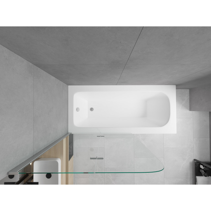 Mexen Vega rectangular bathtub 160 x 70 cm with casing and 2-panel screen 100 cm, transparent, chrome - 550116070X9010020100