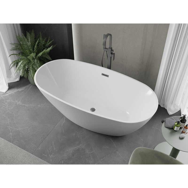 Mexen Eris free-standing bathtub 180 x 80 cm, white, gun metal overflow - 53441808000-95