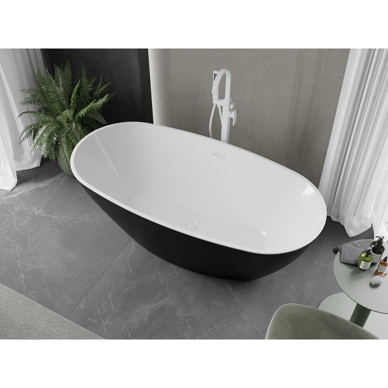 Mexen Eris freestanding bath 180 x 80 cm, white/black, white overflow - 53441808075-20